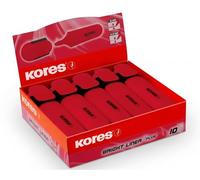 Kores - Bright Liner Plus : Surligneurs Rouges Fluorescents, Pointe Biseautée, Encre à Base d'Eau, Forme Ergonomique, Fournitures Scolaires et de Bureau, Paquet de 10