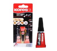 KORES colle instantanée "PowerGlue" en gel, 3 tubes de 1 ml,