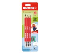 Kores Crayon COACH triangulaire 2 HB Pack de 3 avec gomme et taille-crayon