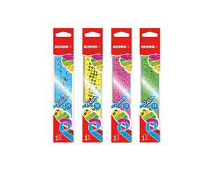 Kores - Elastik : Règle Flexible de 15 cm avec Bord Encreur pour Enfants et Étudiants, Légère, Fournitures Scolaires et de Bureau, Paquet de 1 en Couleurs Assorties