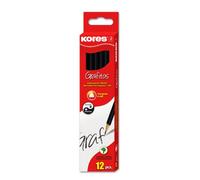 Kores grafitos-crayon de papier hB avec gomme-noir-lot de 12