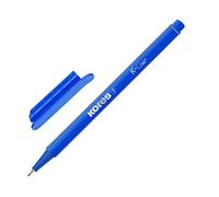 Kores - K-Liner : Feutres Fins Bleus, Stylos à Pointe Fine de 0,4 mm pour l'Écriture, les Esquisses et le Dessin, Pointe Gainée de Métal, Forme Triangulaire Ergonomique, Paquet de 12