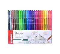 Kores - K-Liner : Feutres Fins de Couleur avec Pointe Fine de 0,4 mm pour l'Écriture, les Croquis et le Dessin, Pointe Gainée de Métal, Forme Triangulaire Ergonomique, Paquet de 24 Couleurs Assorties