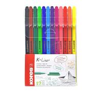 12 Feutres K-Liner Assorties 0.4 Mm - Kores
