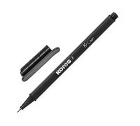 Kores - K-Liner : Feutres Fins Noirs, Stylos à Pointe Fine de 0,4 mm pour l'Écriture, les Esquisses et le Dessin, Pointe Gainée de Métal, Forme Triangulaire Ergonomique, Paquet de 12