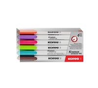 Kores Marqueur non permanent K MARKER W1 – Pointe fine, effaçable à sec – Étui de 6 couleurs