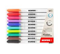 Kores - K-Marker : Marqueurs de Couleur pour Tableau Blanc à Pointe Fine, Effaçable à Sec et à Encre à Faible Odeur, Fournitures Scolaires et de Bureau, Paquet de 10 Couleurs Assorties