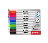 Kores - K-Marker : Marqueurs de Couleur pour Tableau Blanc à Pointe Fine, Effaçable à Sec et à Encre à Faible Odeur, Fournitures Scolaires et de Bureau, Paquet de 10 Couleurs Assorties