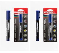 Kores - K-Marker XP1 : Marqueur Permanent Bleu, Pointe Ronde, Encre Imperméable à l'Eau et à Faible Odeur, pour Toutes les Surfaces, Paquet Individuel (Lot de 2)