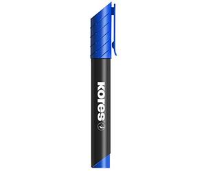Kores - K-Marker XP1 : Marqueur permanent bleu, pointe ronde, encre imperméable à l'eau et à faible odeur, pour toutes les surfaces, paquet de 12 pièces