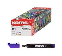 Kores - K-Marker XP1 : Marqueur Permanent Violet, Pointe Ronde, Encre Imperméable à Faible Odeur, pour Toutes les Surfaces, Paquet de 12 Pièces