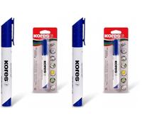 Kores - K-Marker XW1 : Marqueur Bleu pour Tableau Blanc à Pointe Ronde, Effaçable à Sec et à Encre à Faible Odeur, Fournitures Scolaires et de Bureau, Paquet Individuel (Lot de 2)