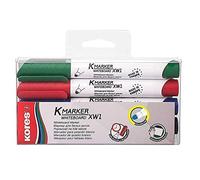 Kores Marqueur pour tableau blanc K-Marker – Pointe ogive 3 mm, effaçable à sec – Étui 4 couleurs