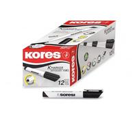 Kores - K-Marker XW2 : Marqueur Noir pour Tableaux Blancs avec Pointe Biseautée, Effaçable à Sec, Encre à Faible Odeur, Fournitures Scolaires et de Bureau, Paquet de 12