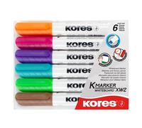 Kores Marqueurs pour tableau blanc K-Marker XW2 – effaçable à sec, faible odeur – lot 6 couleurs