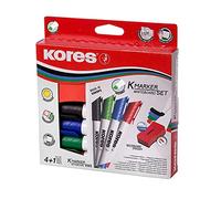 Kores Kit de marqueurs pour tableau blanc K-Marker XW2, 4 couleurs + effaceur magnétique