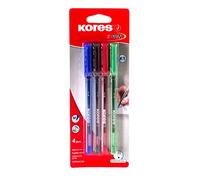 Kores Stylo à bille K1 – 1 mm, encre anti-salissure, corps triangulaire – Pack 4 couleurs
