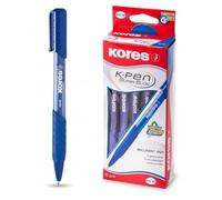 Kores - K6 : Stylo à Bille Rétractable Bleu, Pointe Moyenne 1 mm Biro avec Encre Anti-Salissures pour une Écriture Douce, Prise en Main Souple, Fournitures Scolaires et de Bureau, Paquet de 12