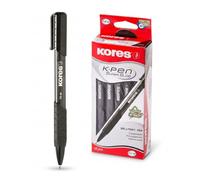 Kores - K6 : Stylo à Bille Rétractable Noir, Pointe Moyenne 1 mm, Encre Anti-Salissures pour une Écriture Douce, Prise en Main Souple, Fournitures Scolaires et de Bureau, Paquet de 12