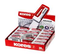 Kores - KE-20 : Gommes en PVC Blanches avec Pochette en Papier pour Enfants et Adultes, Non Toxiques et Adaptées aux Enfants, Fournitures Scolaires et de Bureau, 60 x 21 x 10 mm, Paquet de 20 Pièces