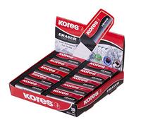 Kores - KE-20 : Gommes en PVC Noir avec Pochette en Papier pour Enfants, Étudiants et Adultes, Non Toxiques et Adaptées aux Enfants, Fournitures Scolaires et de Bureau, 60 x 21 x 10 mm, Paquet de 20