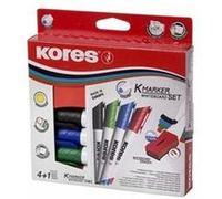 Kores Kit de marqueurs pour tableau blanc K-Marker XW2, 4 couleurs + effaceur magnétique