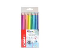 Kores - Kolores Pastel : 12 Crayons de Couleur pour Enfants, Débutants et Adultes, Teintes Pastel pour Papier Blanc, Foncé et de Bricolage, Paquet de 12 Couleurs Assorties