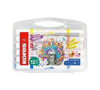 Kores Marqueur acrylique Kreative Duo - 2 pointes (pinceau & cône) - Étui de 12 assortis