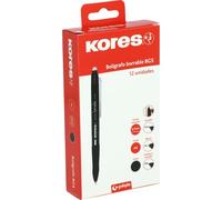 Kores - Lot de 12 stylos effaçables noirs BG5, encre gel, pointe 0,7 mm | Idéal pour la rentrée scolaire et le bureau. Conçu pour les étudiants et les adversaires qui ont besoin de notes propres et