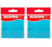Kores - Notes Autocollantes Bleues, Bloc-Notes Autocollant Fluo, 75 x 75mm, 2 Paquet de 100 Feuilles