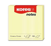 Kores - Notes Autocollantes Jaunes, Bloc-Notes Auto-Adhésif, 75 x 75mm, Paquet de 12 Blocs de 100 Feuilles Chacun