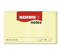 Kores - Notes Repositionnables Jaunes, Bloc-Notes Autocollant, 125 x 75mm, Paquet de 12 Blocs de 100 Feuilles Chacun