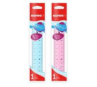 Kores - Règle Transparente de 15 cm avec Bord Encreur pour Enfants et Étudiants, Légère, Fournitures Scolaires et de Bureau, Paquet de 1 en Couleurs Assorties