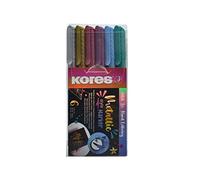 Kores - Style Métallique: Feutres en couleurs métalliques à pointe pinceau, Pointe pinceau souple et flexible, Encre à base d'eau, Idéal pour l’écriture, la décoration et le marquage, set de 6
