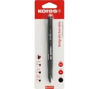 Kores - Stylo effaçable noir BG5, encre gel, pointe 0,7 mm, rétractable, grip ergonomique, ne tâche, pas de papier, ne laisse pas de résidus de caoutchouc, parfait matériel scolaire et de bureau
