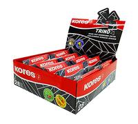 Kores - Trino : Gommes triangulaires noires en PVC avec pochette en papier pour enfants, étudiants et adultes, non toxiques et adaptées aux enfants, 60 x 20 x 18 mm, lot de 28