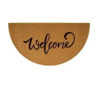 KorhLeoh Welcome' Paillasson demi-cercle pour extérieur, paillasson demi-lune pour terrasse, maison, salle de classe (semi-circulaire, taille unique)
