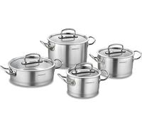 Korkmaz ProLine Set de 8 casseroles à induction Set de casseroles - acier inoxydable, adapté à l'induction, avec couvercle en verre Inox A1147