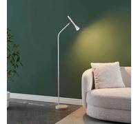 KOSILUM - Lampadaire blanc liseuse conique et socle en marbre - Holen - Lumière Blanc Chaud Eclairage Salon Chambre Cuisine Couloir - - - GU10 - IP20