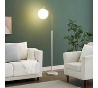 KOSILUM - Lampadaire ultra epuré blanc et laiton - Molia - Lumière Blanc Chaud Eclairage Salon Chambre Cuisine Couloir - - - E27 - IP20