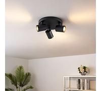 KOSILUM - Plafonnier rond triple spot noir - Lima - Lumière Blanc Chaud Eclairage Salon Chambre Cuisine Couloir - - - GU10 - IP20
