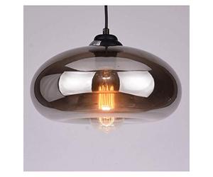 KOSILUM - Suspension goutte d'eau verre fumé noire - Ellipse - Lumière Blanc Chaud Eclairage Salon Chambre Cuisine Couloir - 1 x 60W - - E27 - IP20