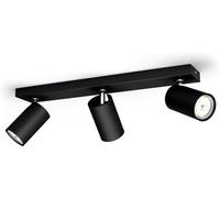 KOSIPO SPOTLIGHT 3 LUMIÈRES NOIR MÉTAL ATTAQUE GU10 LIVING | Éclairage pour plafond sur support linéaire, Ampoules GU10 non incluses, Têtes de Spot orientable, 5.5W, Installation facile