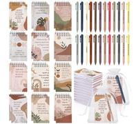 Kosiz Lot de 48 blocs-notes à spirale pour femme - Cadeaux d'affirmation positive en vrac avec stylos de motivation - Petits sacs - Mini carnets inspirants pour collègue de travail, équipe, groupe