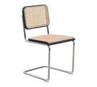 Kosmi Chaise rétro avec Pieds en métal, Bois foncé et cannage Naturel