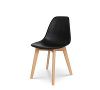 Chaise style scandinave modèle GABBY - Coque en résine noire et pieds en bois naturel