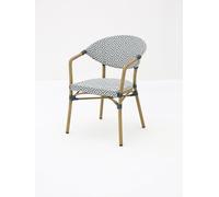 Kosmi Fauteuil Bistrot Extérieur Intérieur Empilable - Structure Aluminium Aspect Bambou - Tressage Textilène - Style Terrasse de Café Parisien - Jardin, Balcon, Restaurant (Bleu+Blanc)