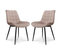 Kosmi - Lot de 2 chaises Beiges Style scandinave avec Assise en Tissu rembourré et Pieds en métal Noir