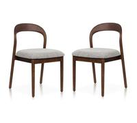 Kosmi Lot de 2 chaises Elena en Bois d'hévéa et Tissu chiné rembourré (Walnut+130)