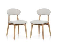 Kosmi Lot de 2 chaises Lina en Bois d'hévéa et Tissu chiné, rembourrées (Natural+103)